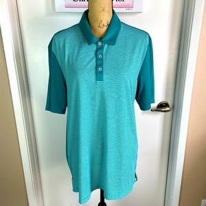 adidas Climachill Men Shirt Heather Stripe Polo Large Green Sportswear